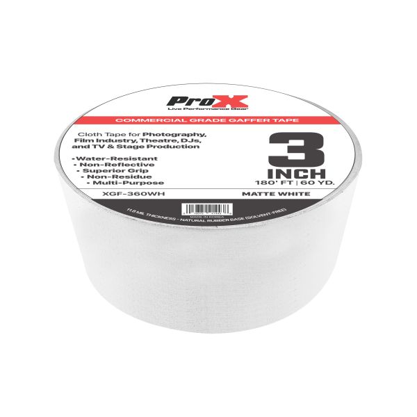 Prox XGF-360BLK - 3-Inch 60 Yard Matte Black Gaffer Tape